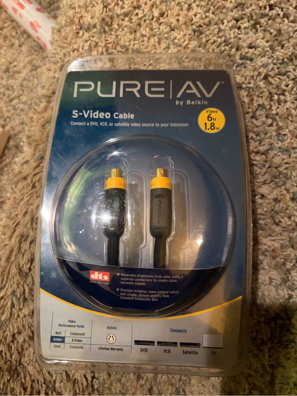 BELKIN PURE AV 6 FOOT COMPOSITE VIDEO CABLE New Old Stock